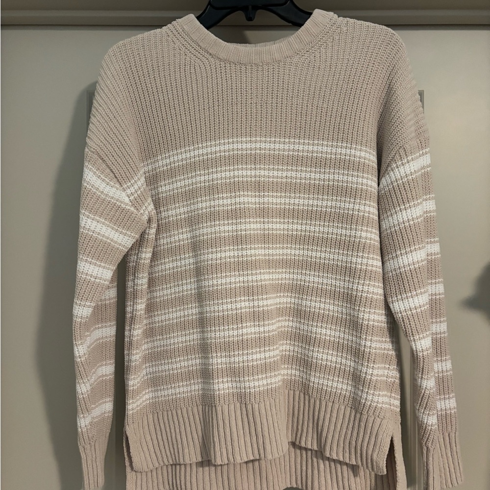 Time and Tru Beige and White Striped Sweater